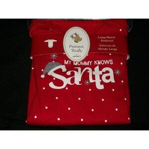 Carter's My Mommy Knows Santa Red Christmas Bodysuit 6 Months Boys Girls Baby